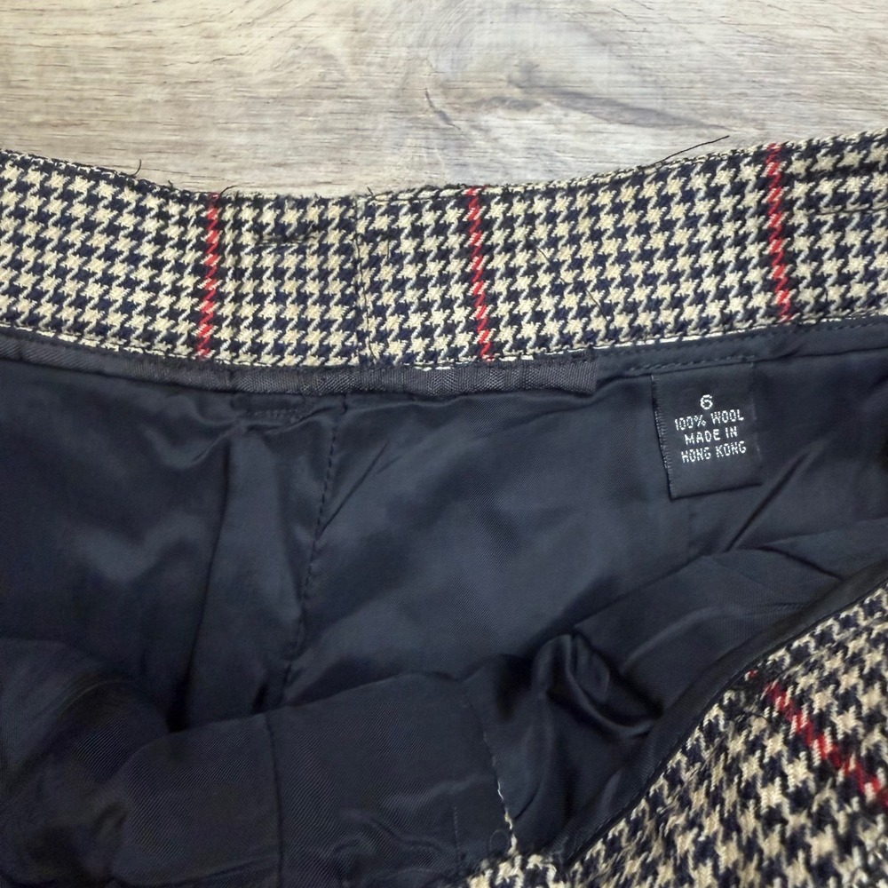 Vintage 100% Wool Pleated Slacks Plaid Houndstooth Academia Trousers Twee 6 - Picture 10 of 14